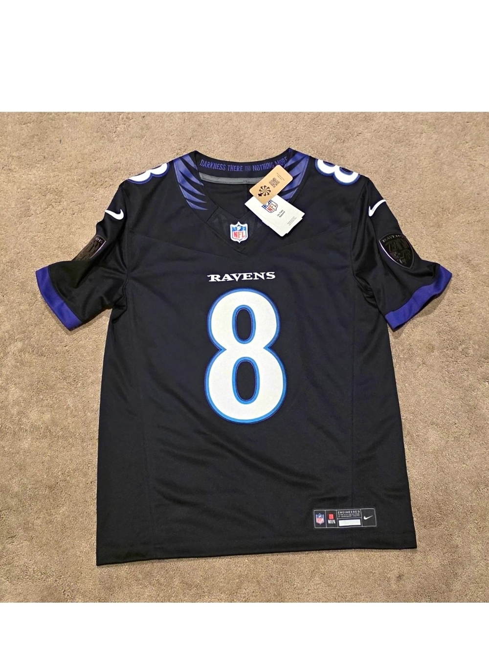 Nike Baltimore Ravens Lamar Jackson #8 NFL Jersey Black/Purple Men’s Size M